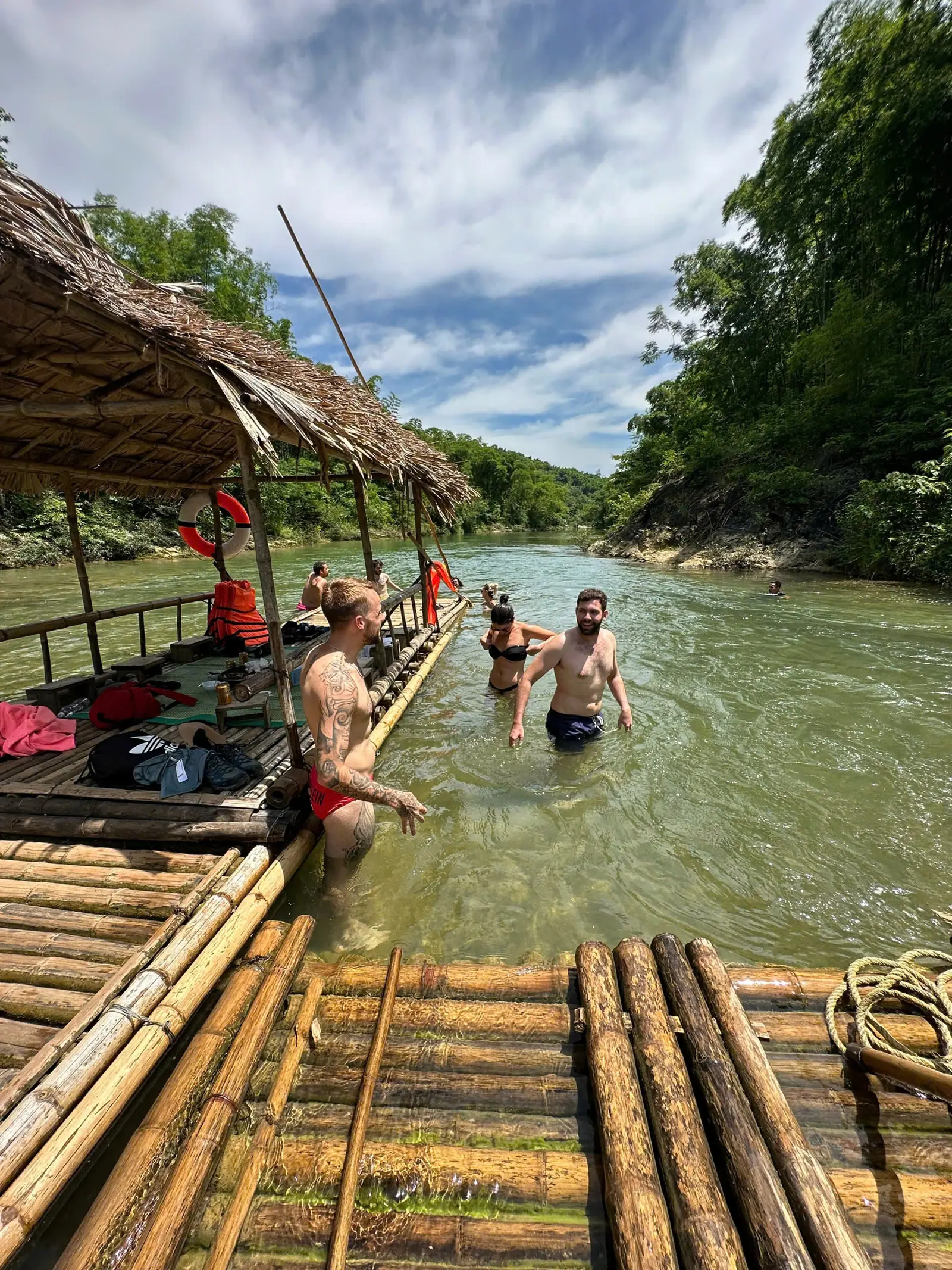 Bamboo raft on Cham stream